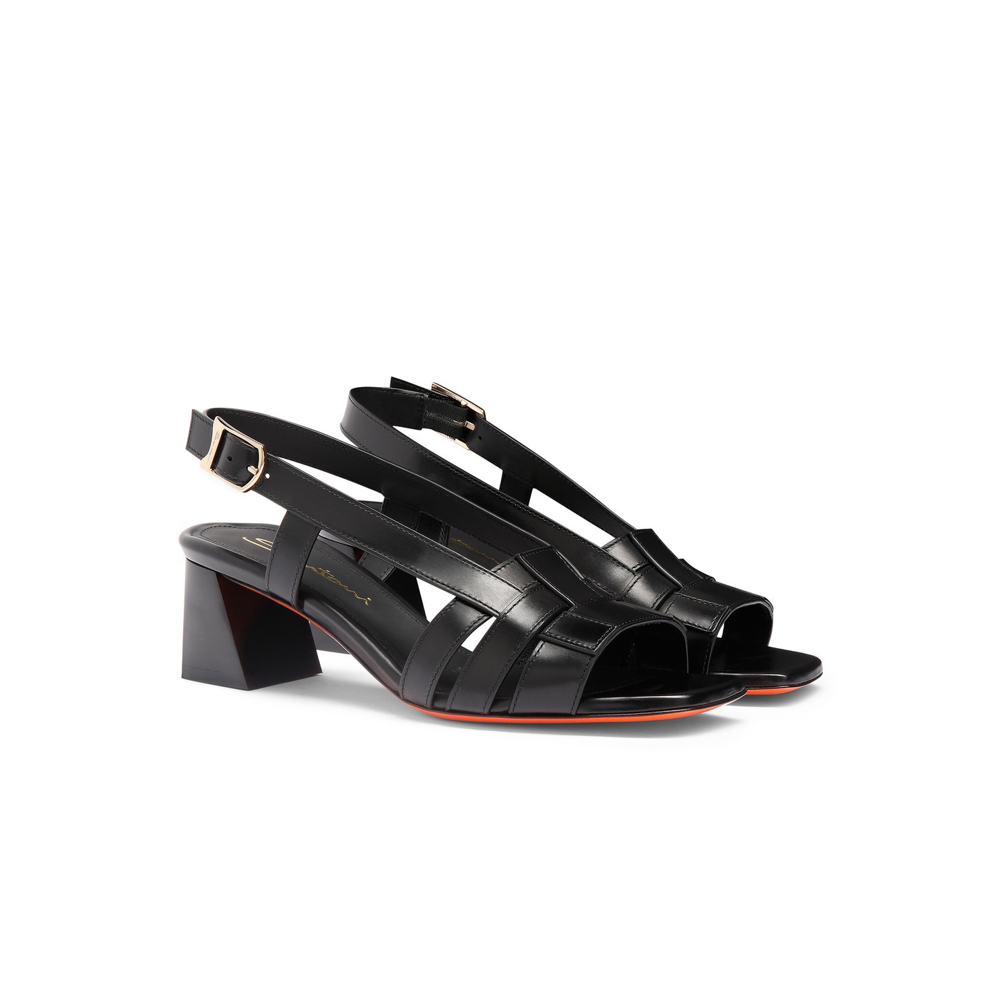 Women's black leather mid-heel Beyond sandal - 3