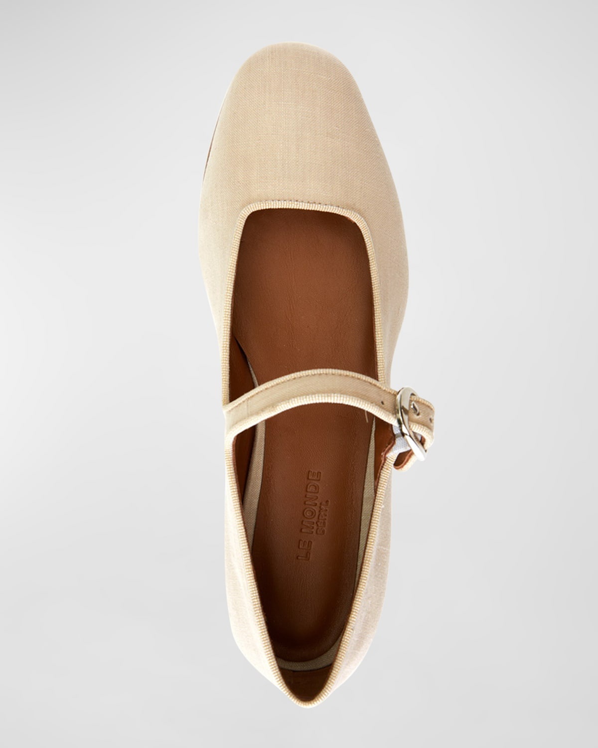 Linen Mary Jane Ballerina Flats - 3