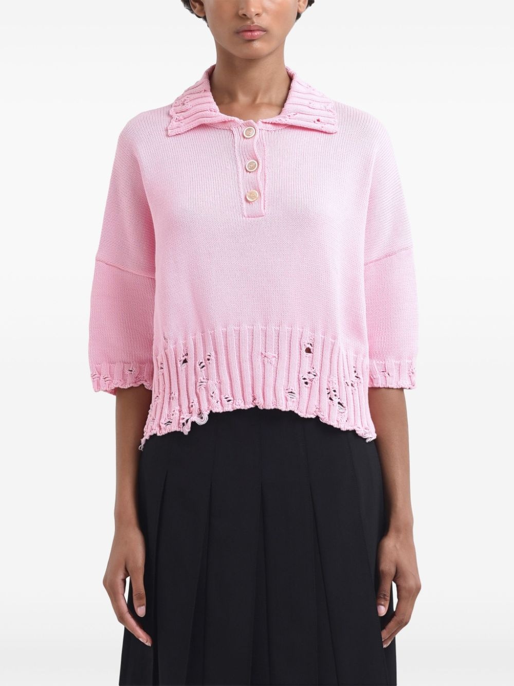 knitted polo top - 2