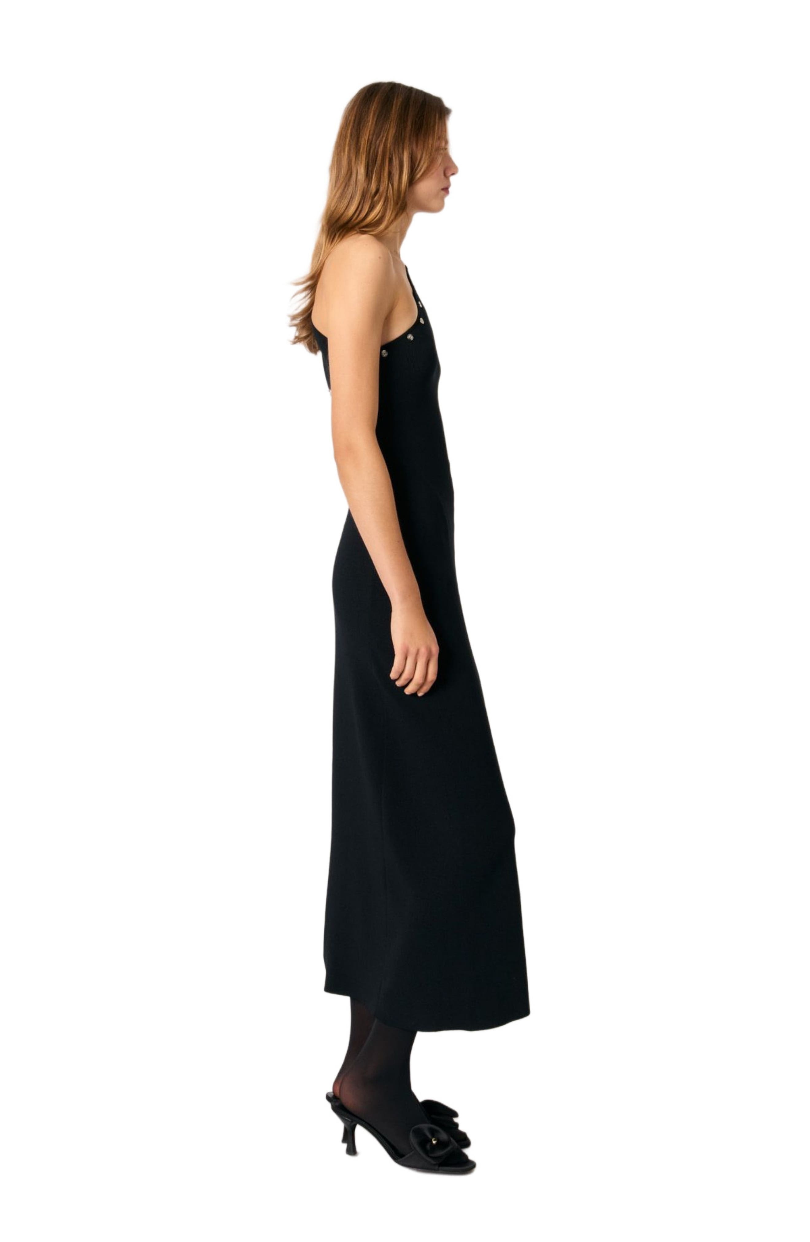maje Asymmetric knit maxi dress in Black at Nordstrom - 3