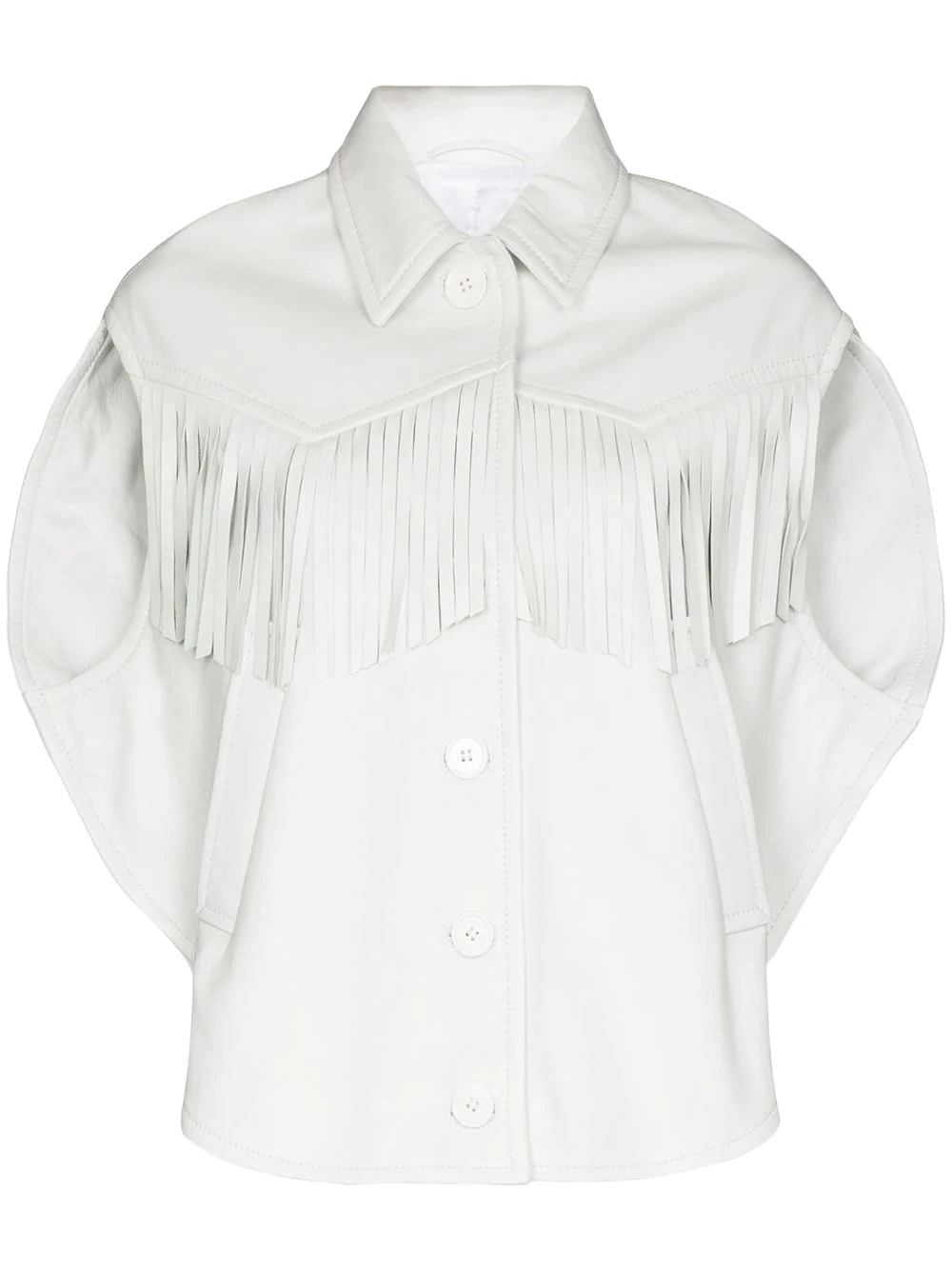 fringe-trim short-sleeve jacket - 1