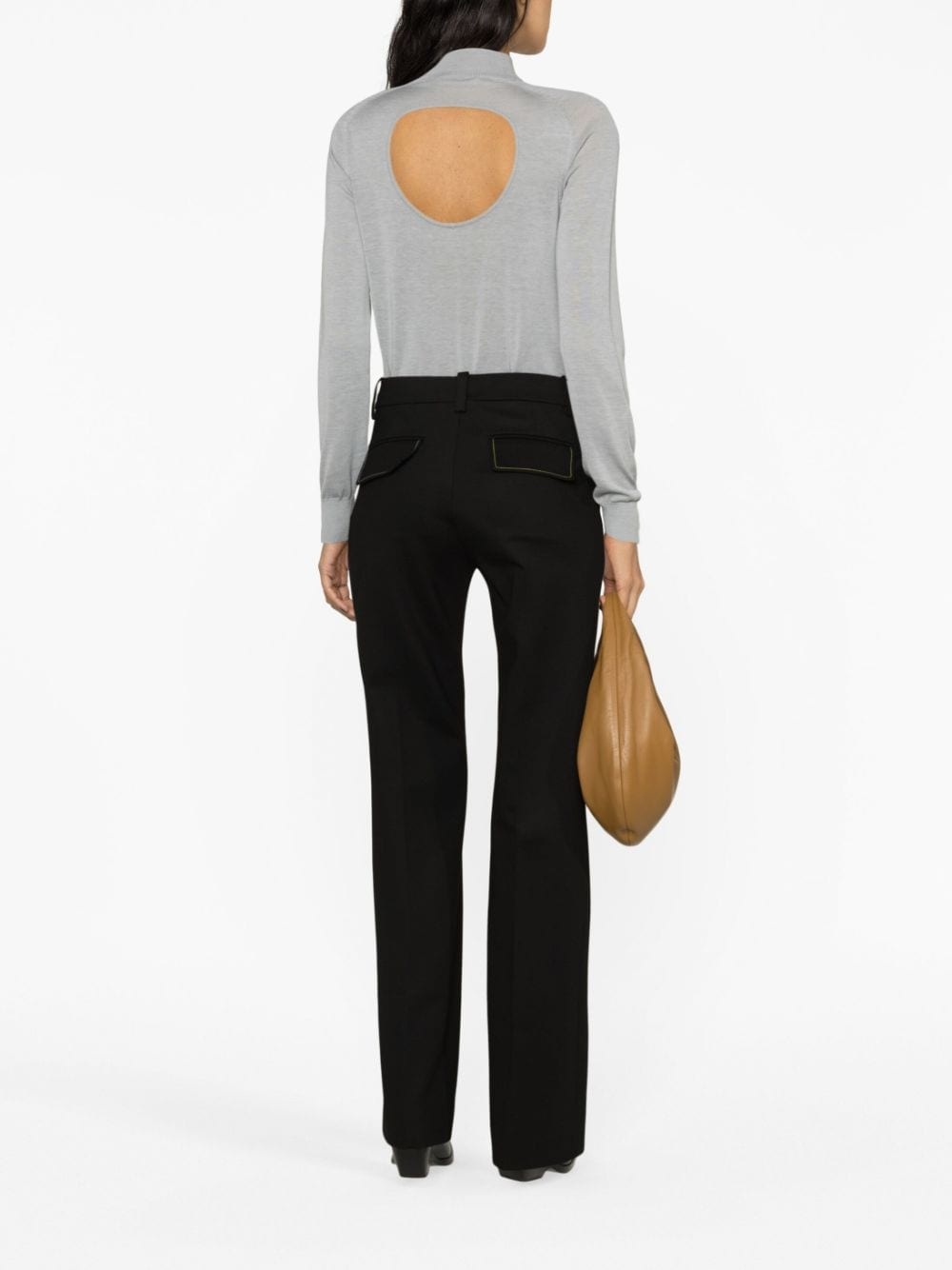 high-waist cotton trousers - 4