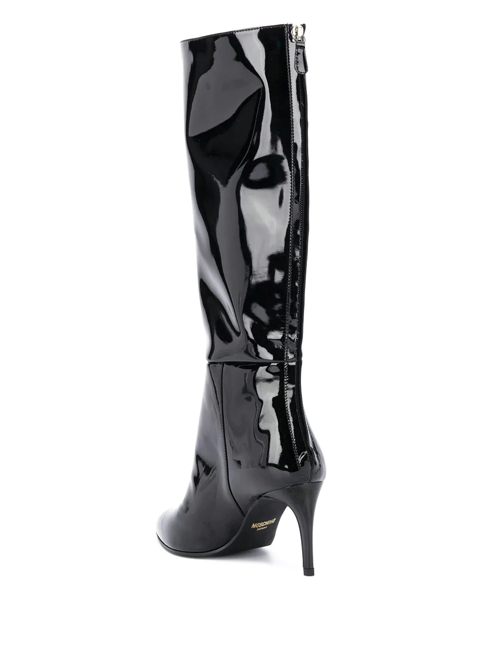 logo-panel knee-high boots - 3