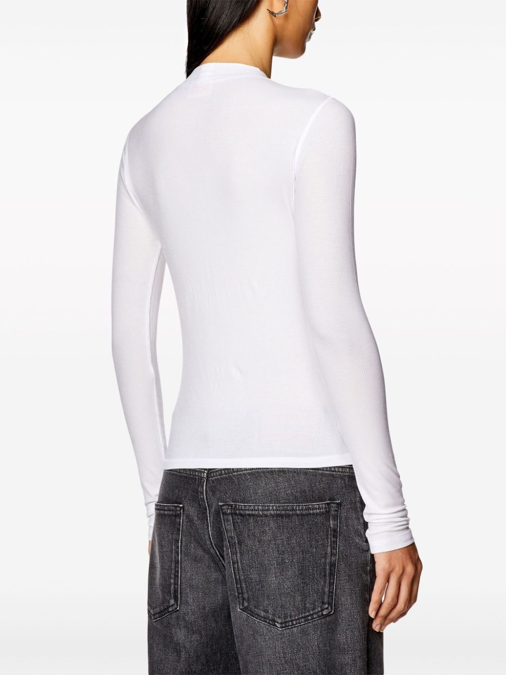 logo-embroidered high-neck T-shirt - 4