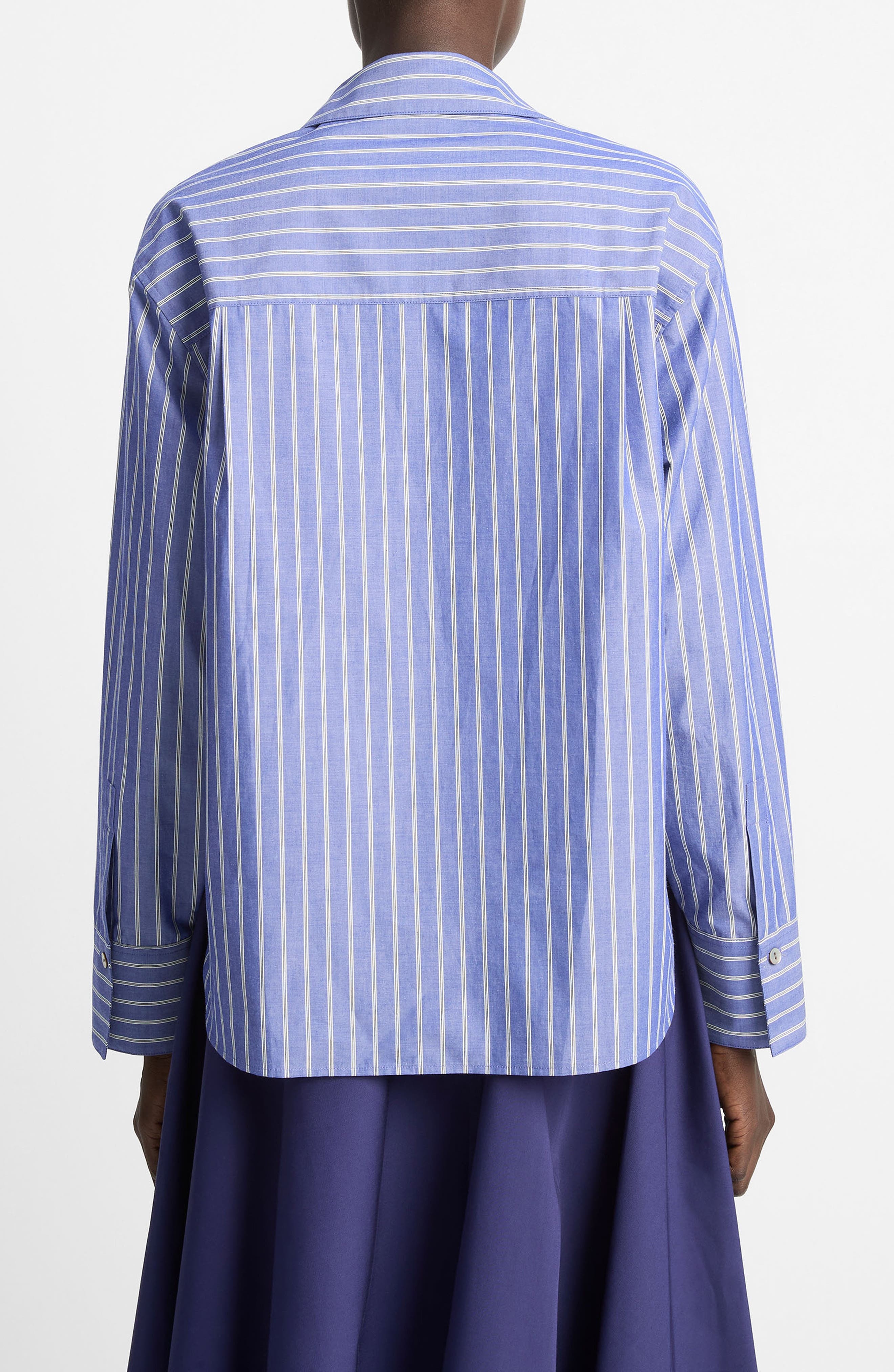 Vince Stripe Relaxed Cotton Popover Shirt in Pale Twilight at Nordstrom - 2