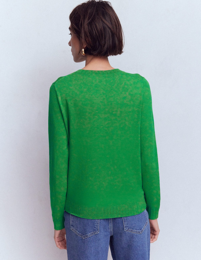 Emilia Cotton Crew Cardigan-Rich Emerald 4