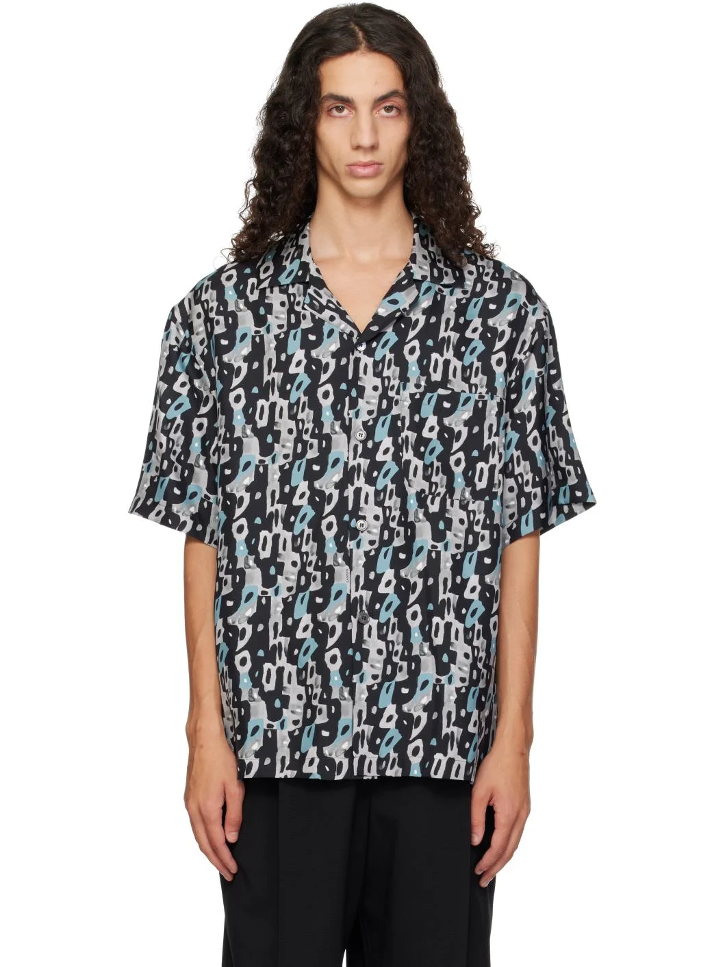 Gray & Black Printed Shirt - 1