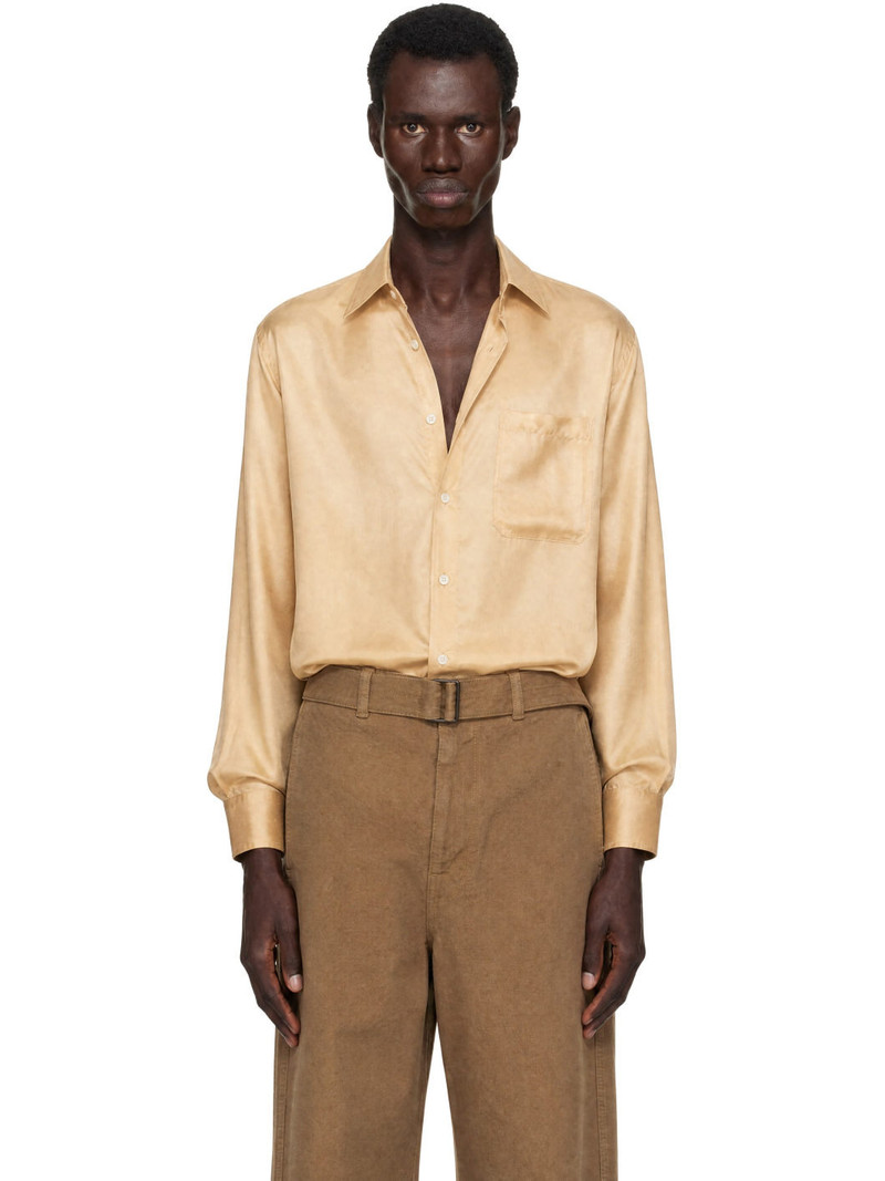 Beige Loose Silk Shirt 1