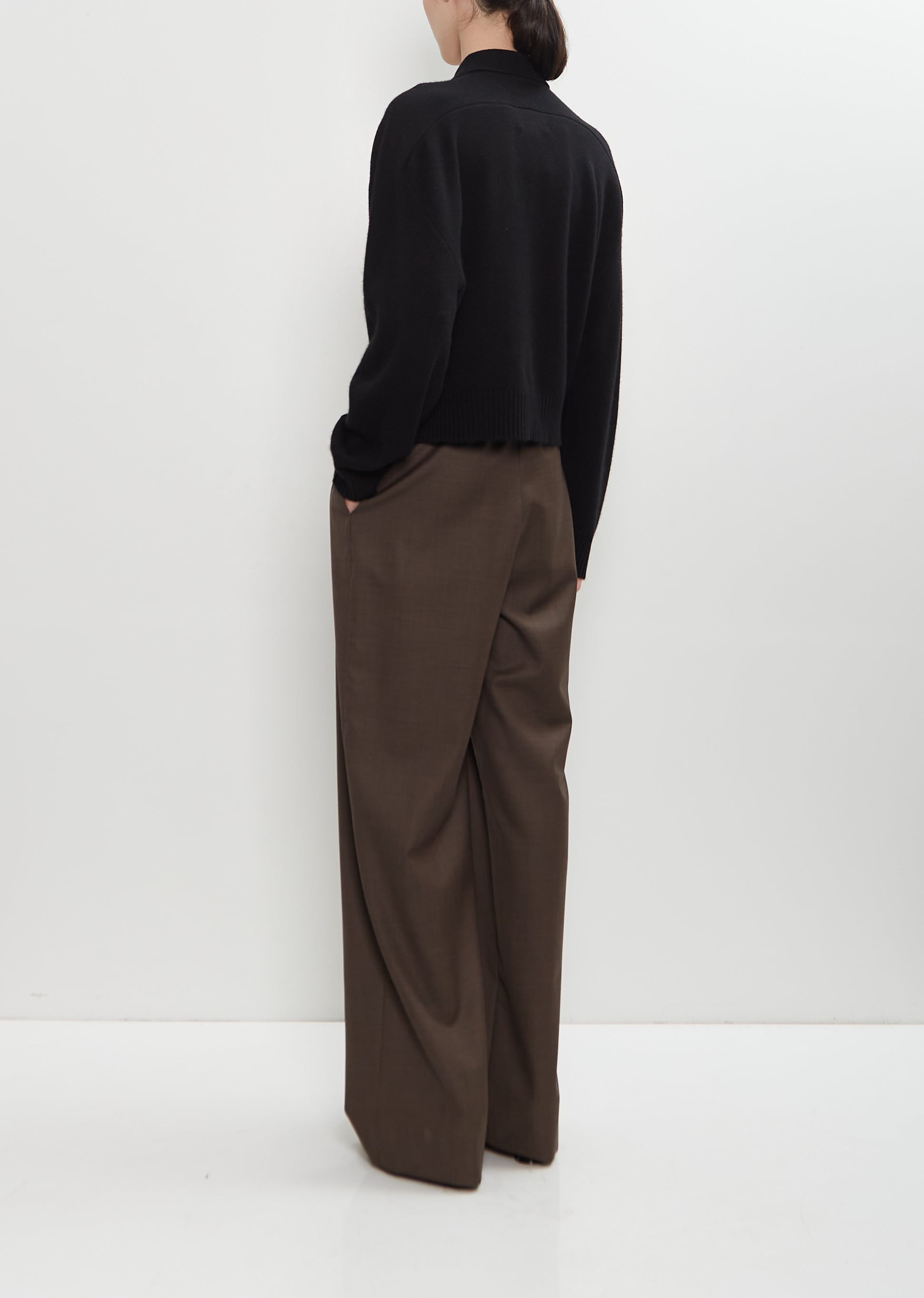 Homere Cashmere Polo Collar Sweater — Black - 3