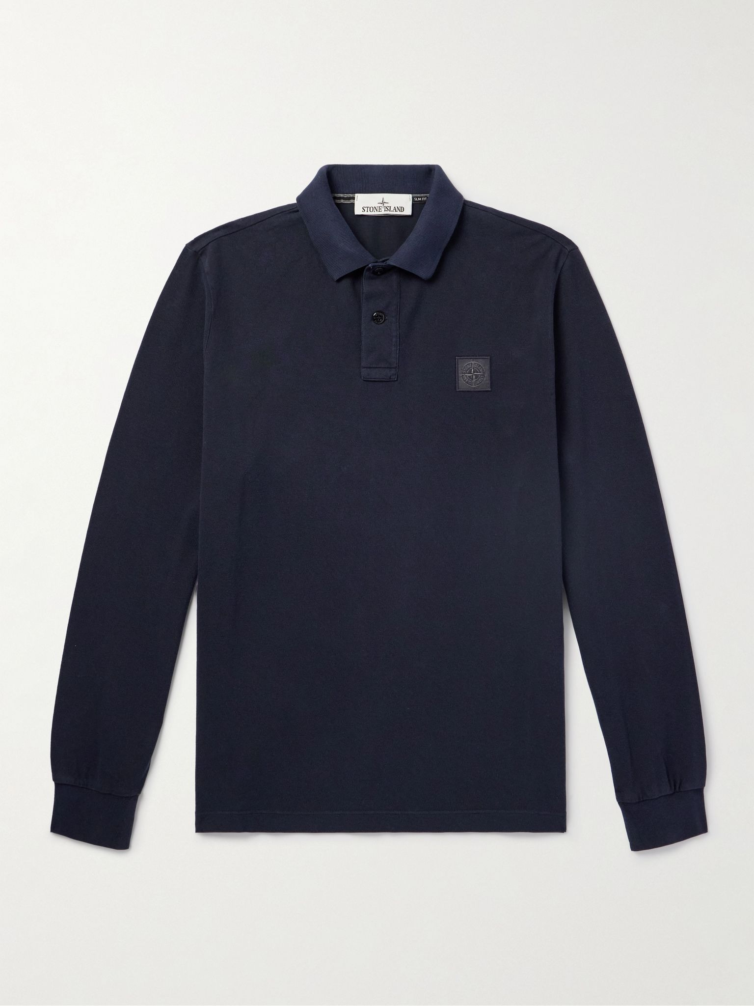 Logo-Appliquéd Garment-Dyed Cotton-Piqué Polo Shirt Navy - 1