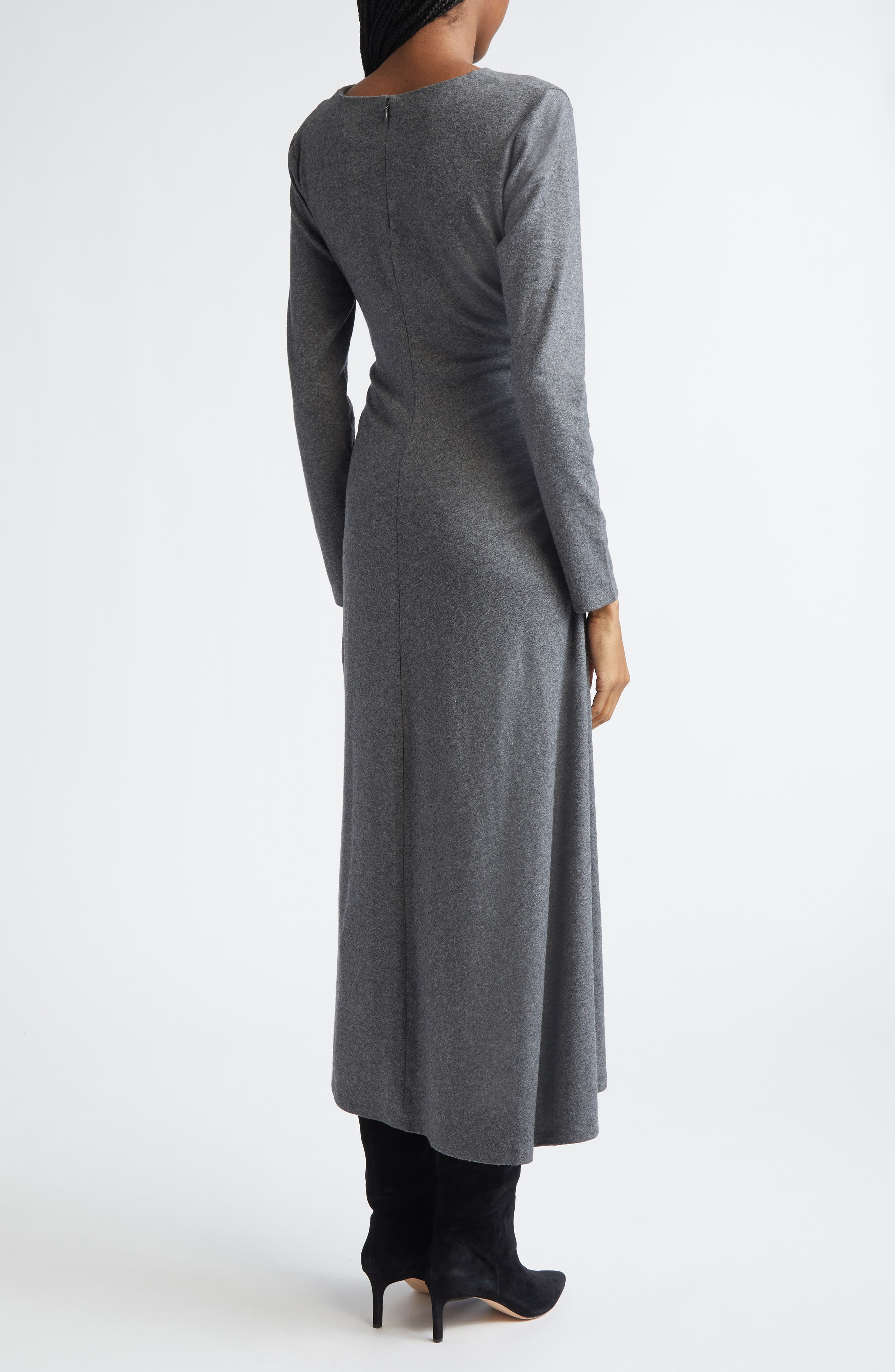 Veronica Beard Theodora Ruched Long Sleeve Midi Dress in Medium Heather Grey at Nordstrom - 2