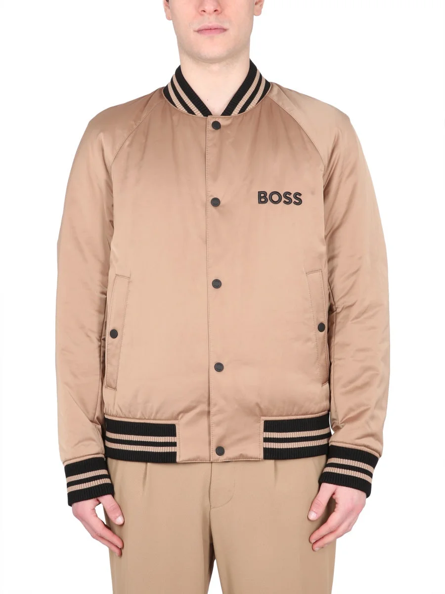 Boss Men Bomber Jacket With Logo - 1