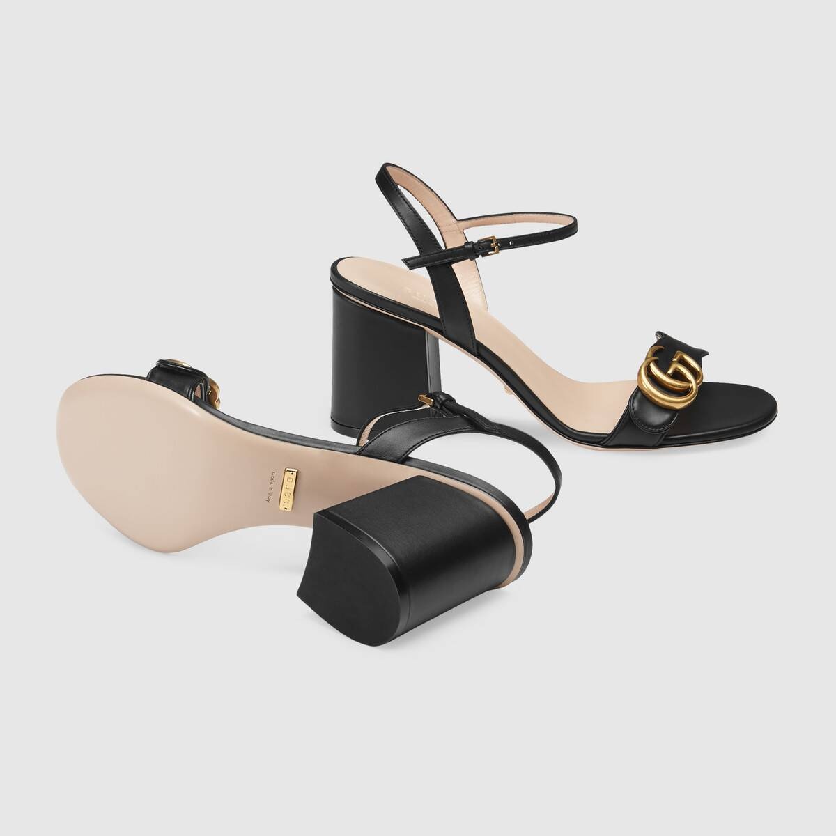 Leather mid-heel sandal - 5
