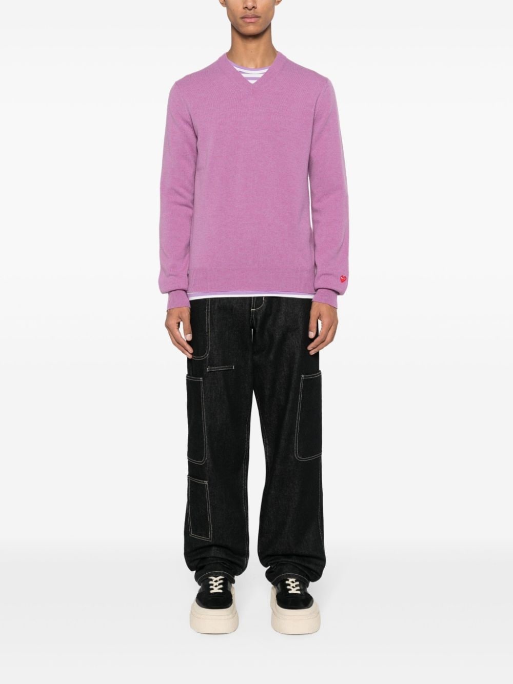 logo-appliqué wool jumper - 2
