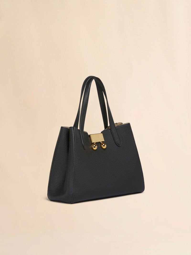 BLACK LEATHER TRUNKAROO TOTE HANDBAG 5