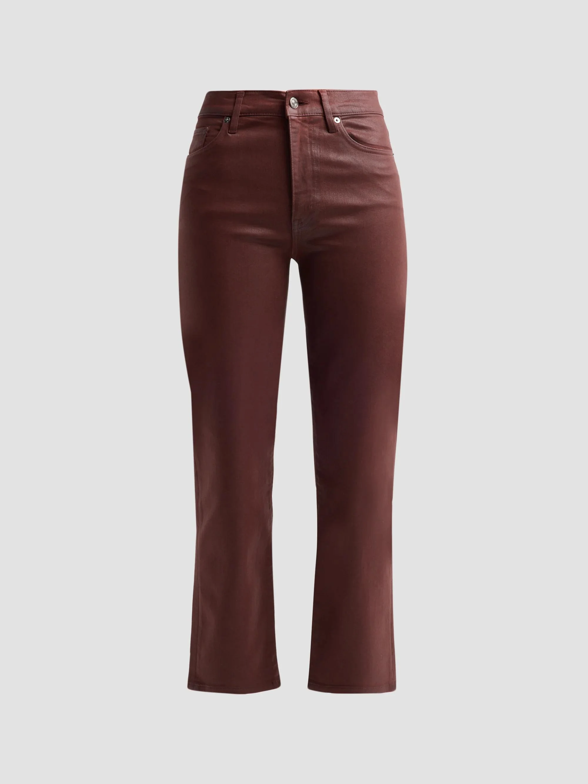 Women's Le Sleek Coated Straight-Leg Crop Jeans - Currant - 1