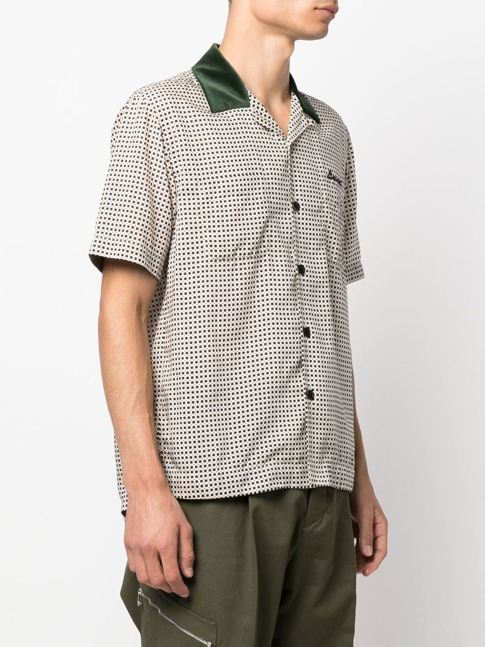 Komon-print bowling shirt - 3