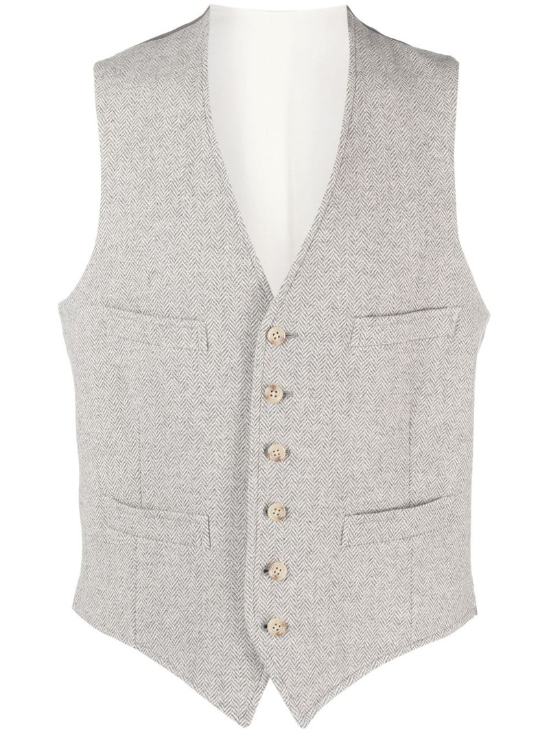 herringbone wool-blend waistcoat 1