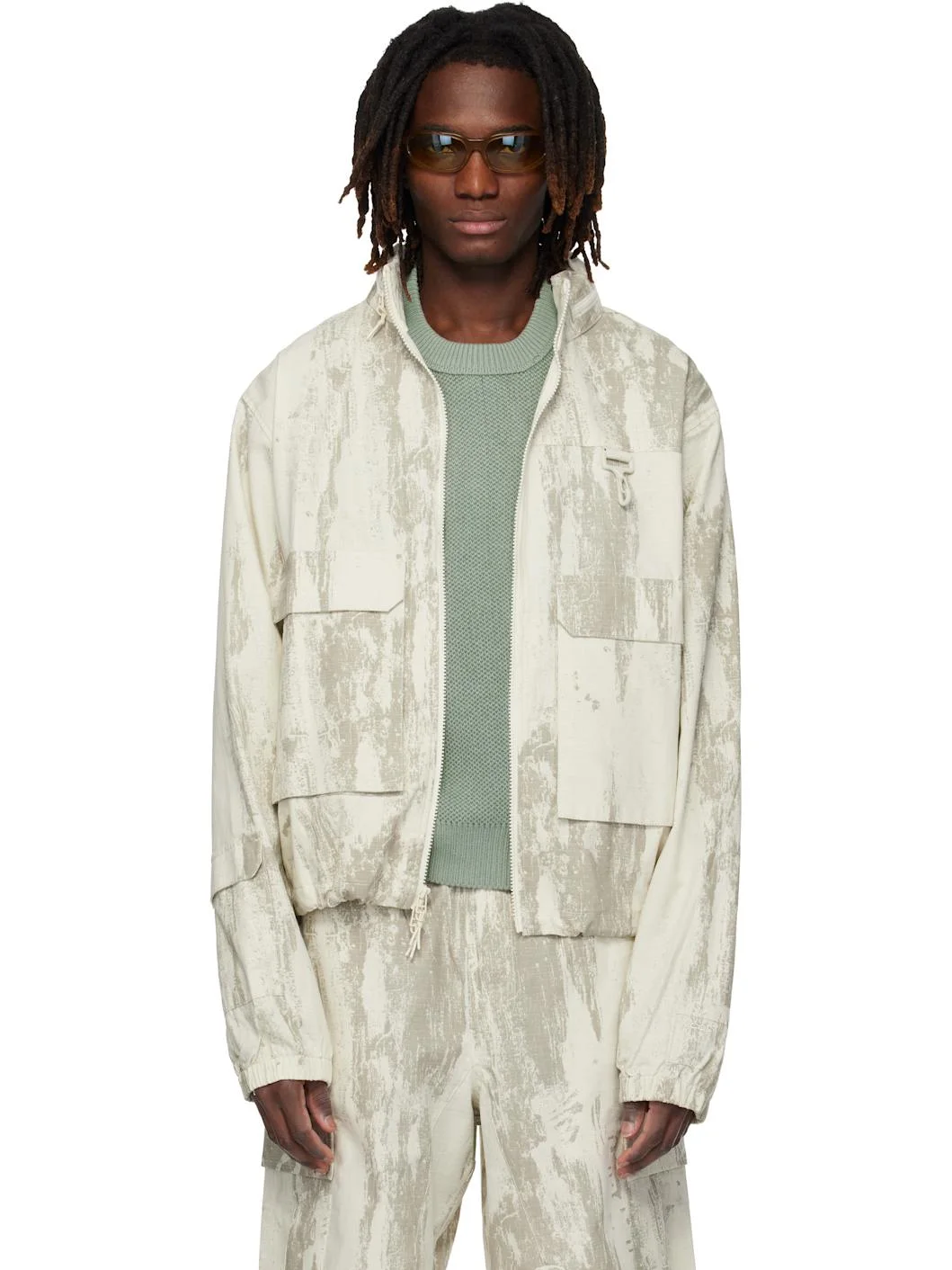 Beige & Gray Sierra Jacket - 1