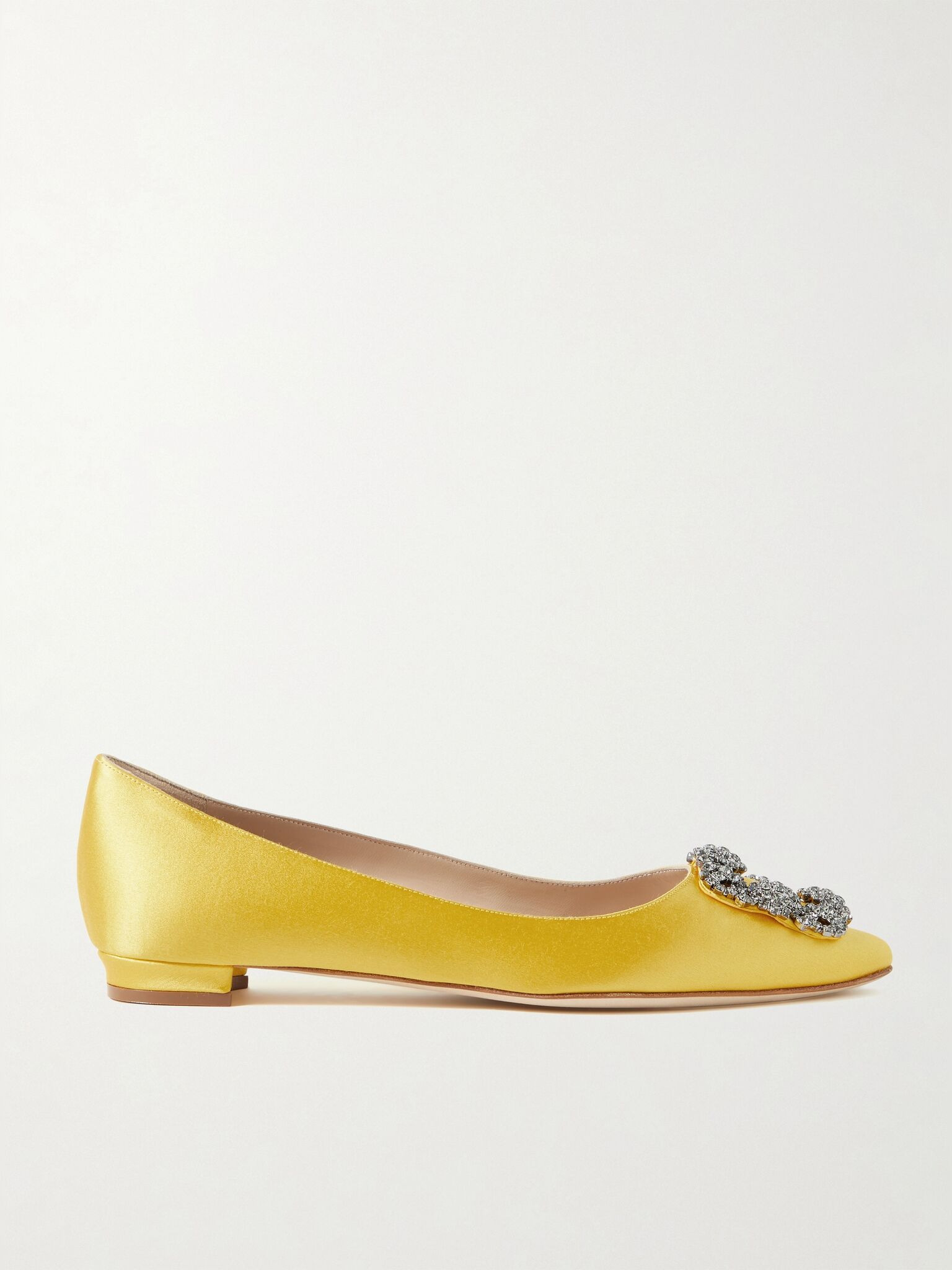 Hangisi crystal-embellished satin point-toe flats Yellow - 1