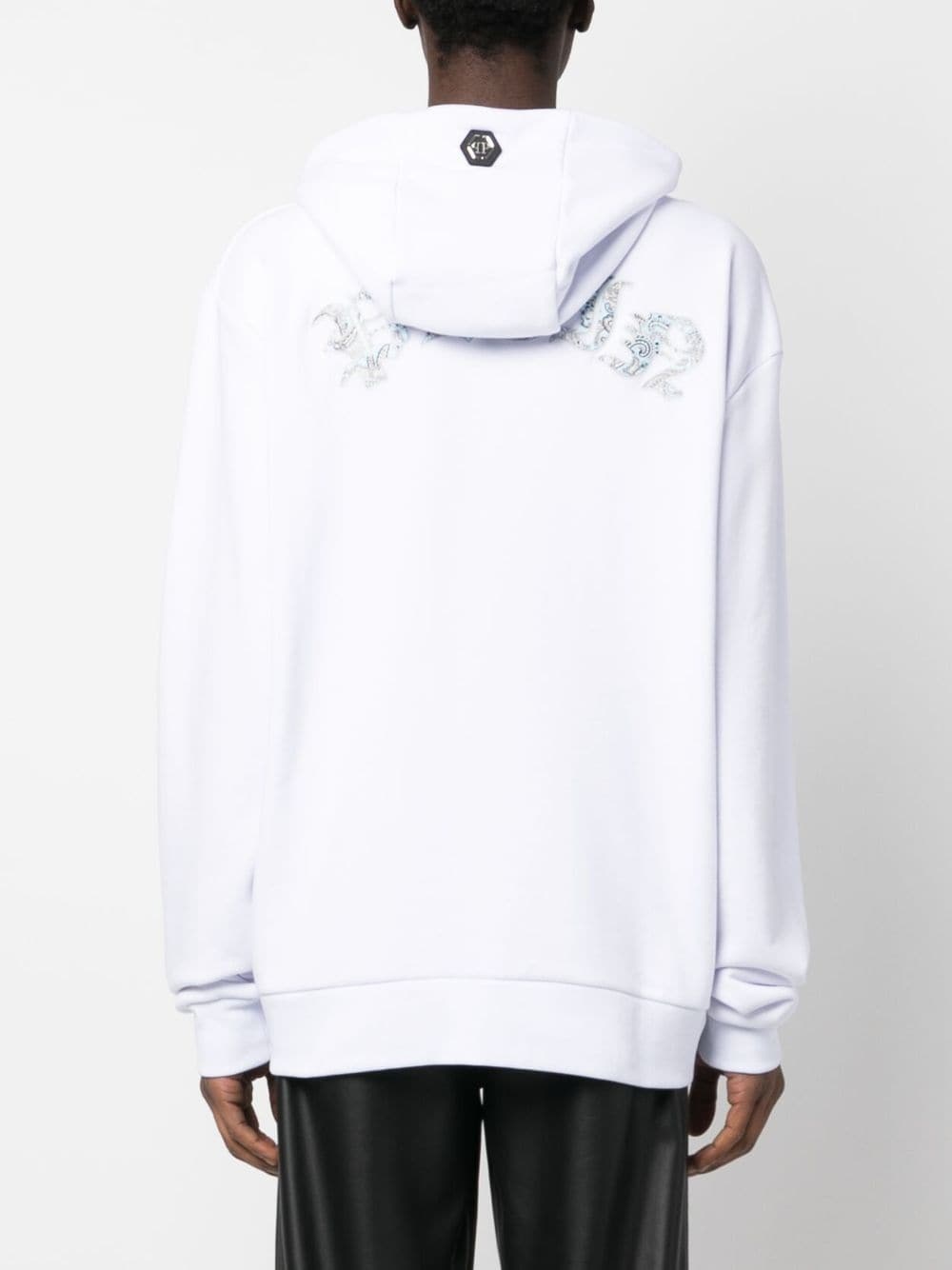 rhinestone teddy-bear print hoodie - 4