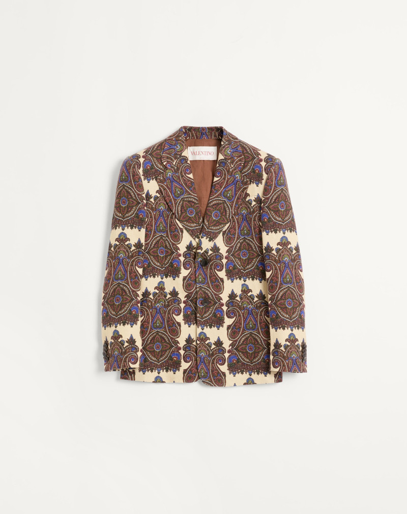 SINGLE-BREASTED JACKET IN CANAPONE WITH VOYAGE IMAGINAIRE PRINT 1
