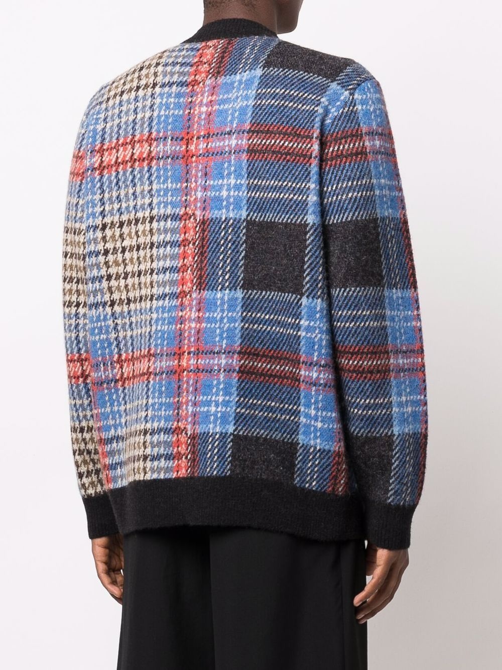 tartan-pattern v-neck cardigan - 5