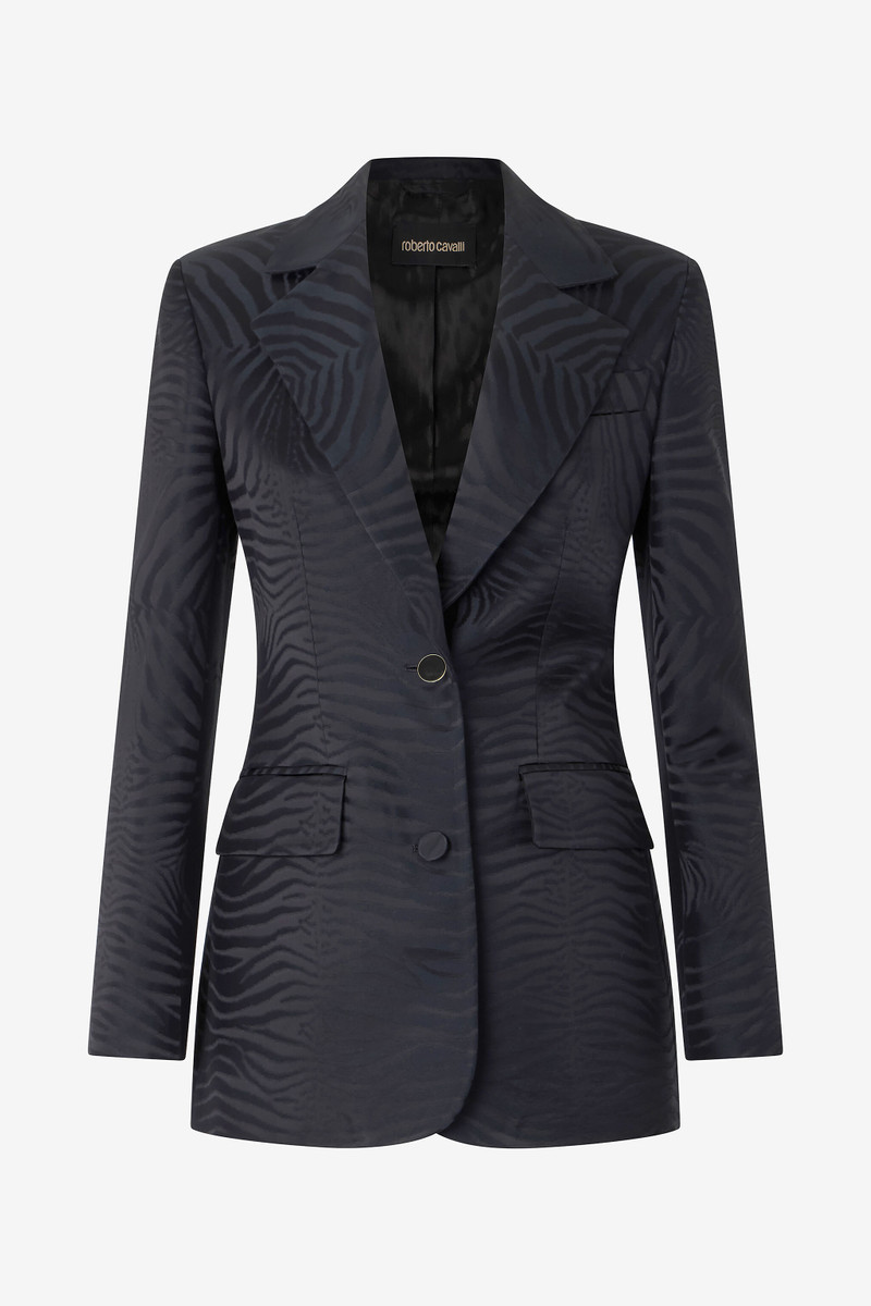 Blazer With Solid-Color Tiger Skin Design 1