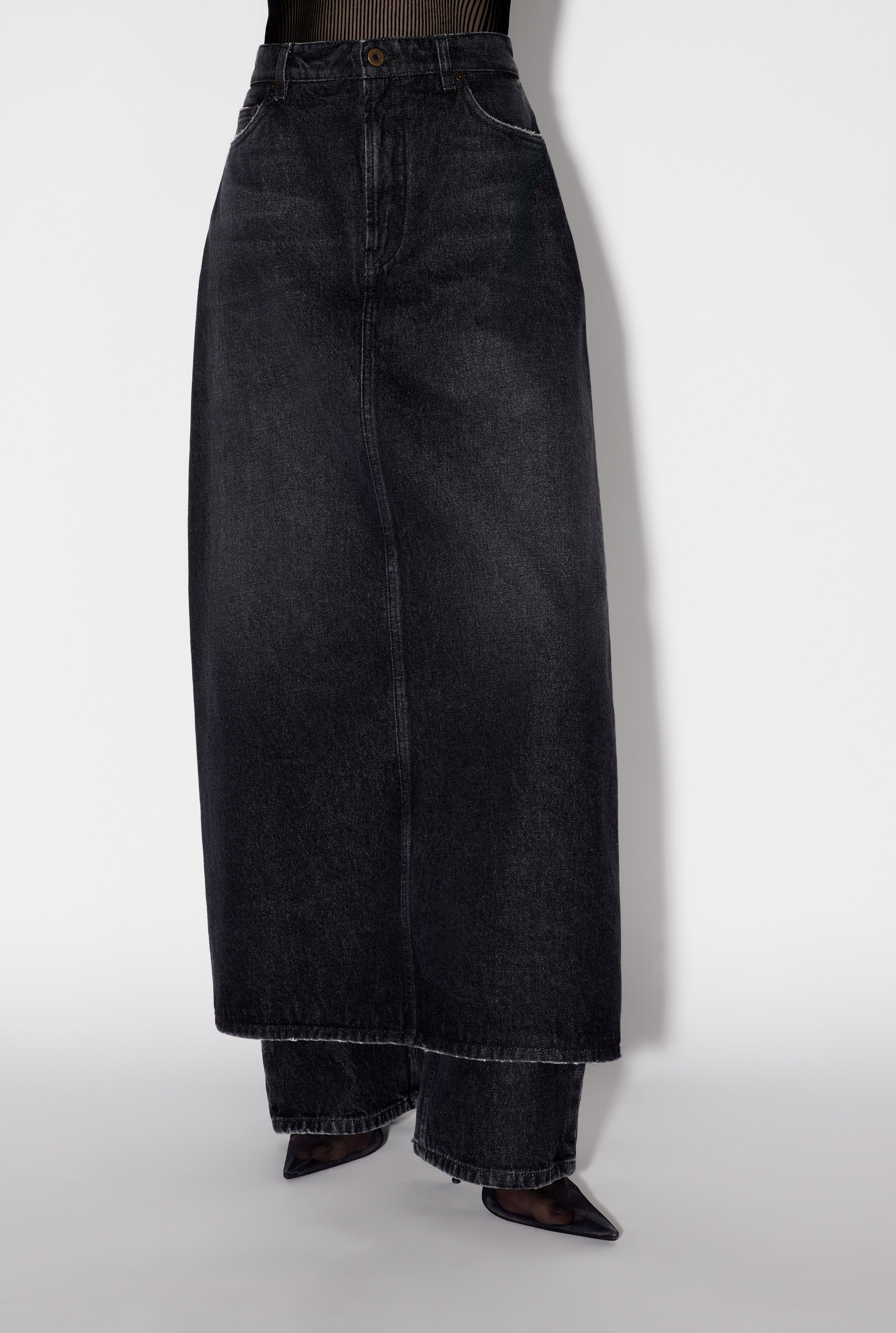 THE BLACK DENIM PANT SKIRT - 3