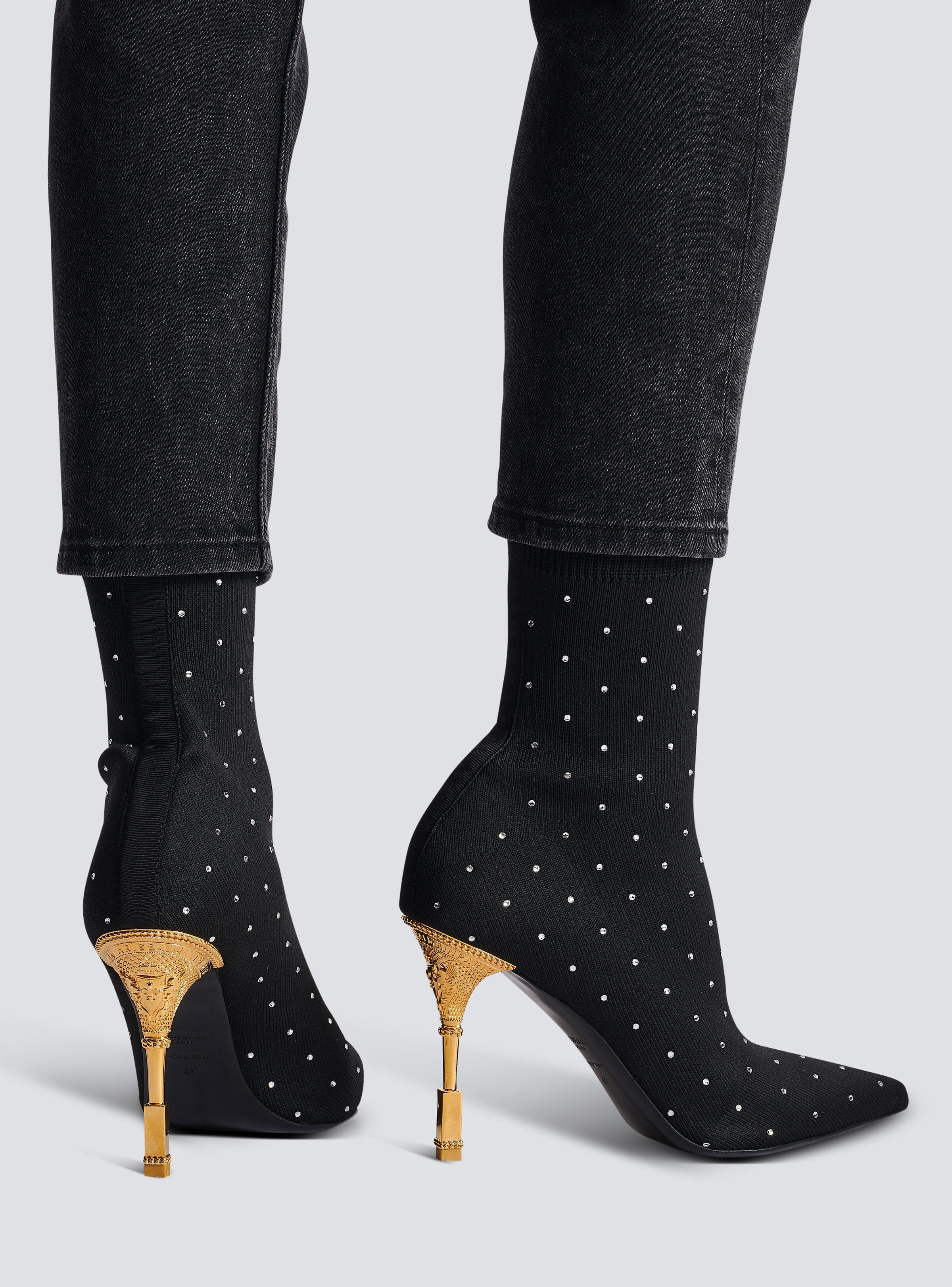 Moneta rhinestoned knit ankle boots - 9