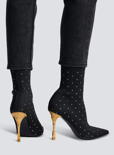 Balmain Moneta rhinestoned knit ankle boots outlook