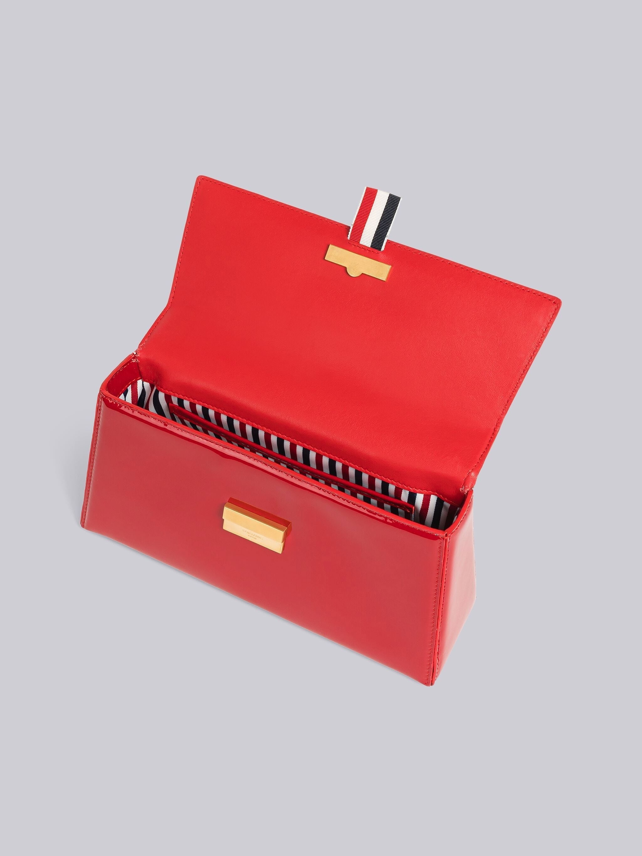 Patent Leather Trapeze Top Handle Clutch - 5