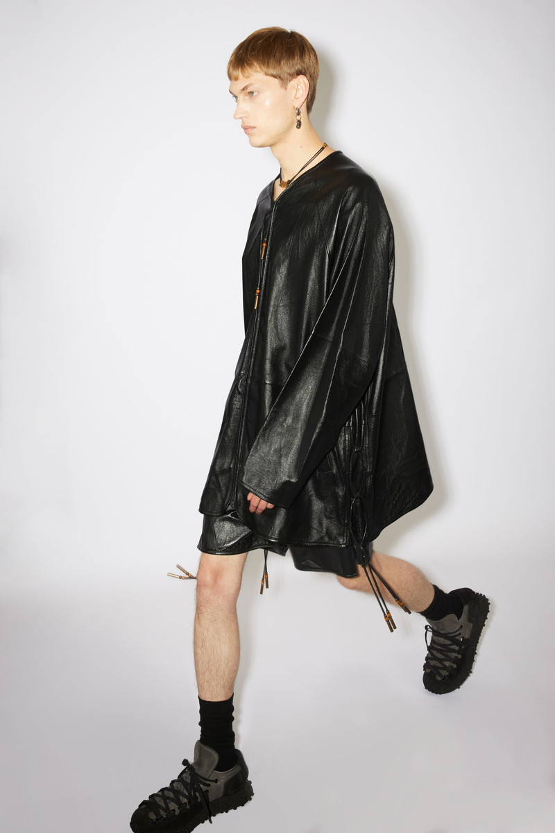 Tumbled leather coat - Black 4
