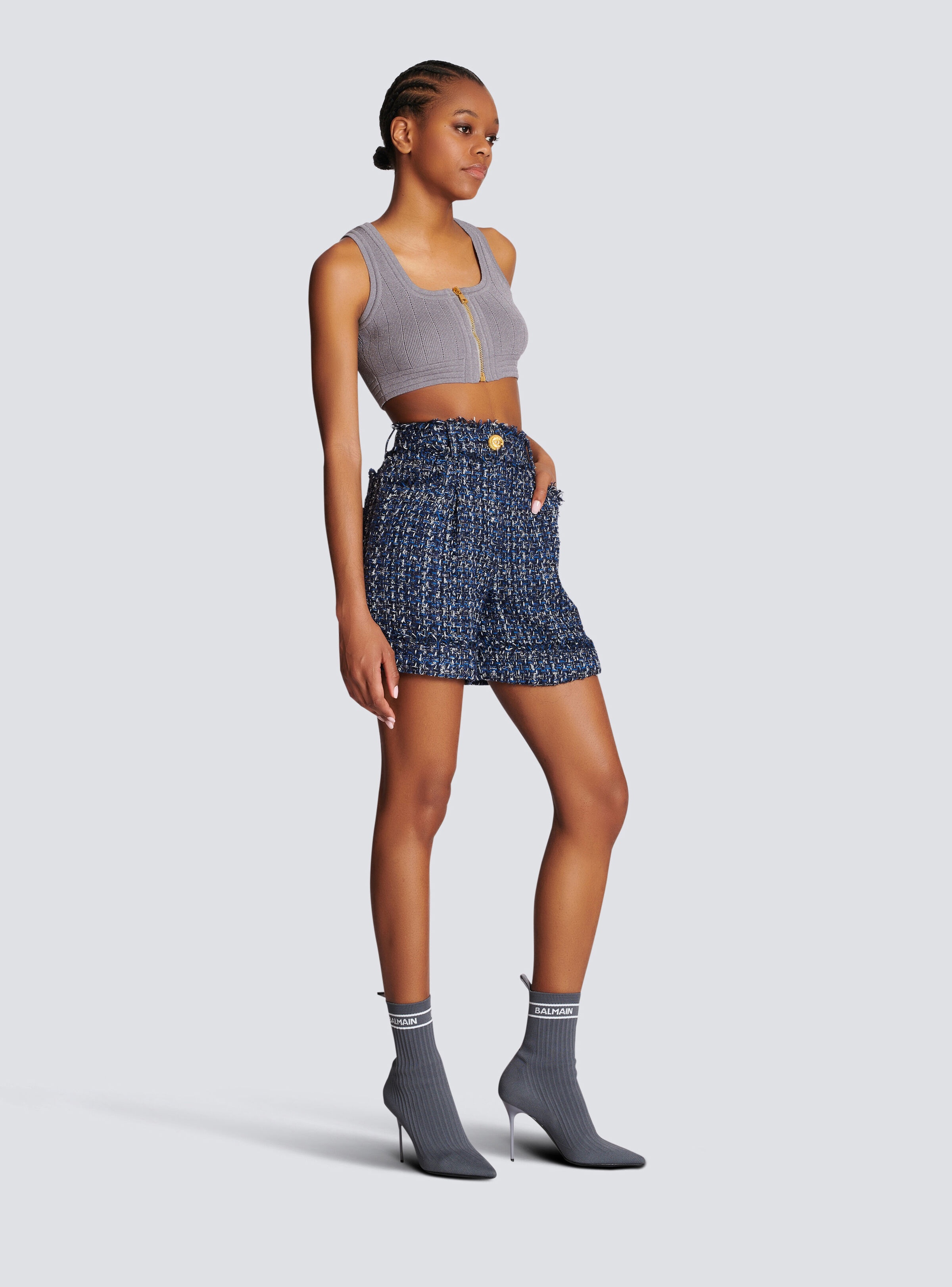 Tweed high-waisted shorts - 3