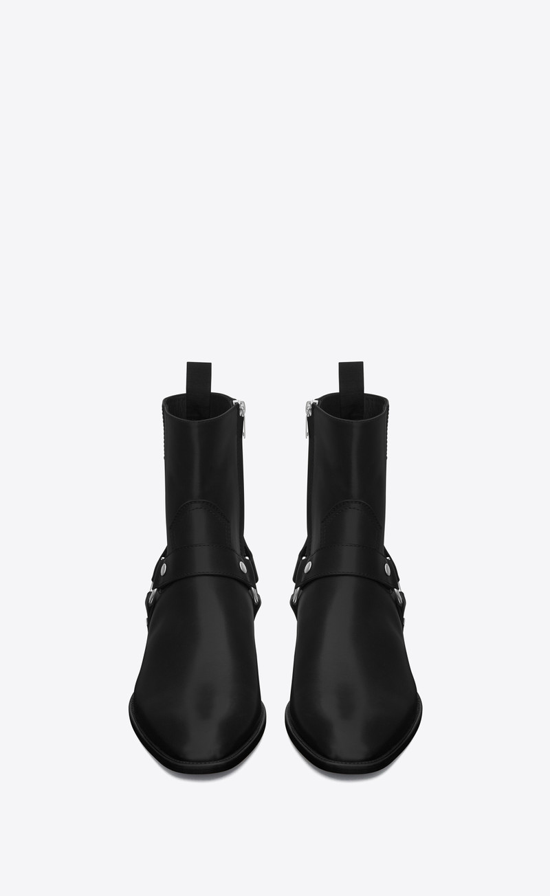 SAINT LAURENT wyatt harness boots in smooth leather outlook