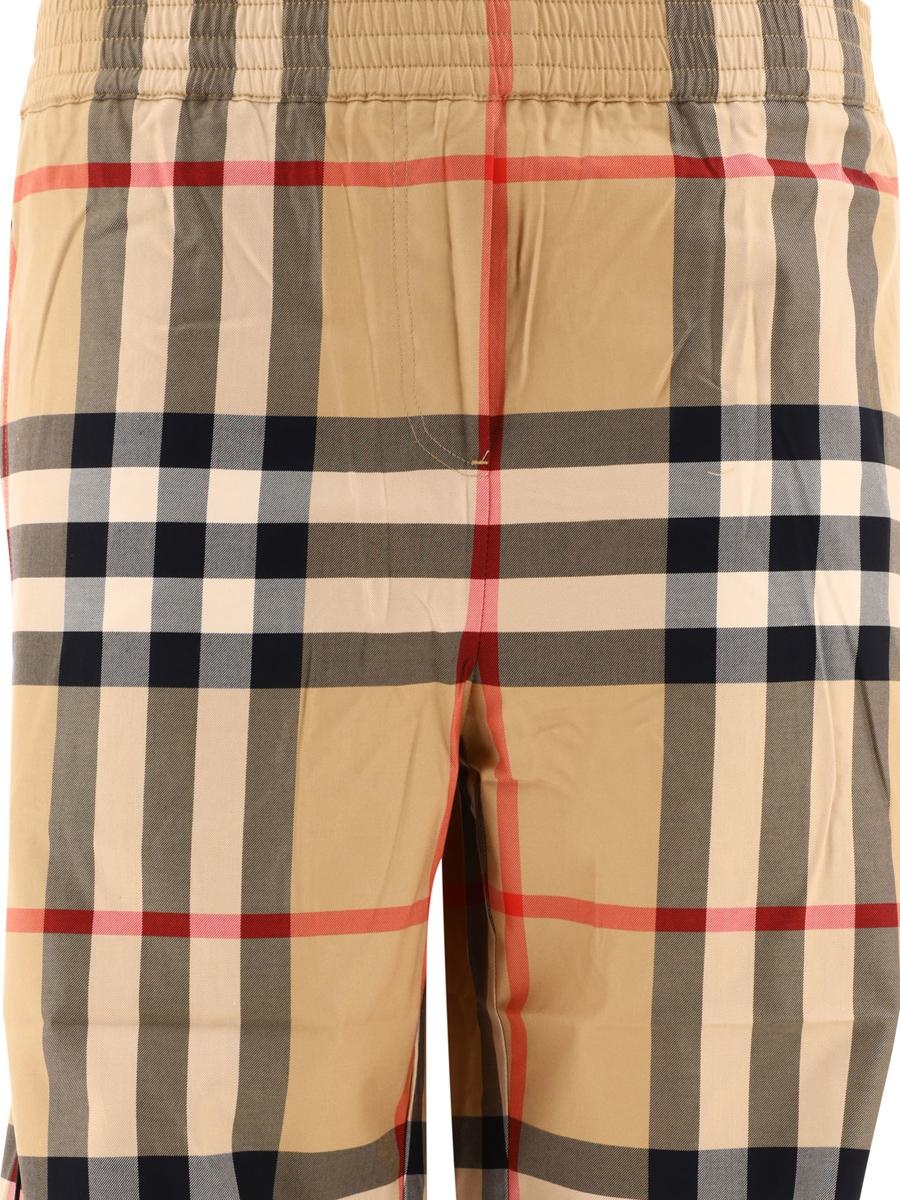 BURBERRY CHECK COTTON TWILL TROUSERS - 3
