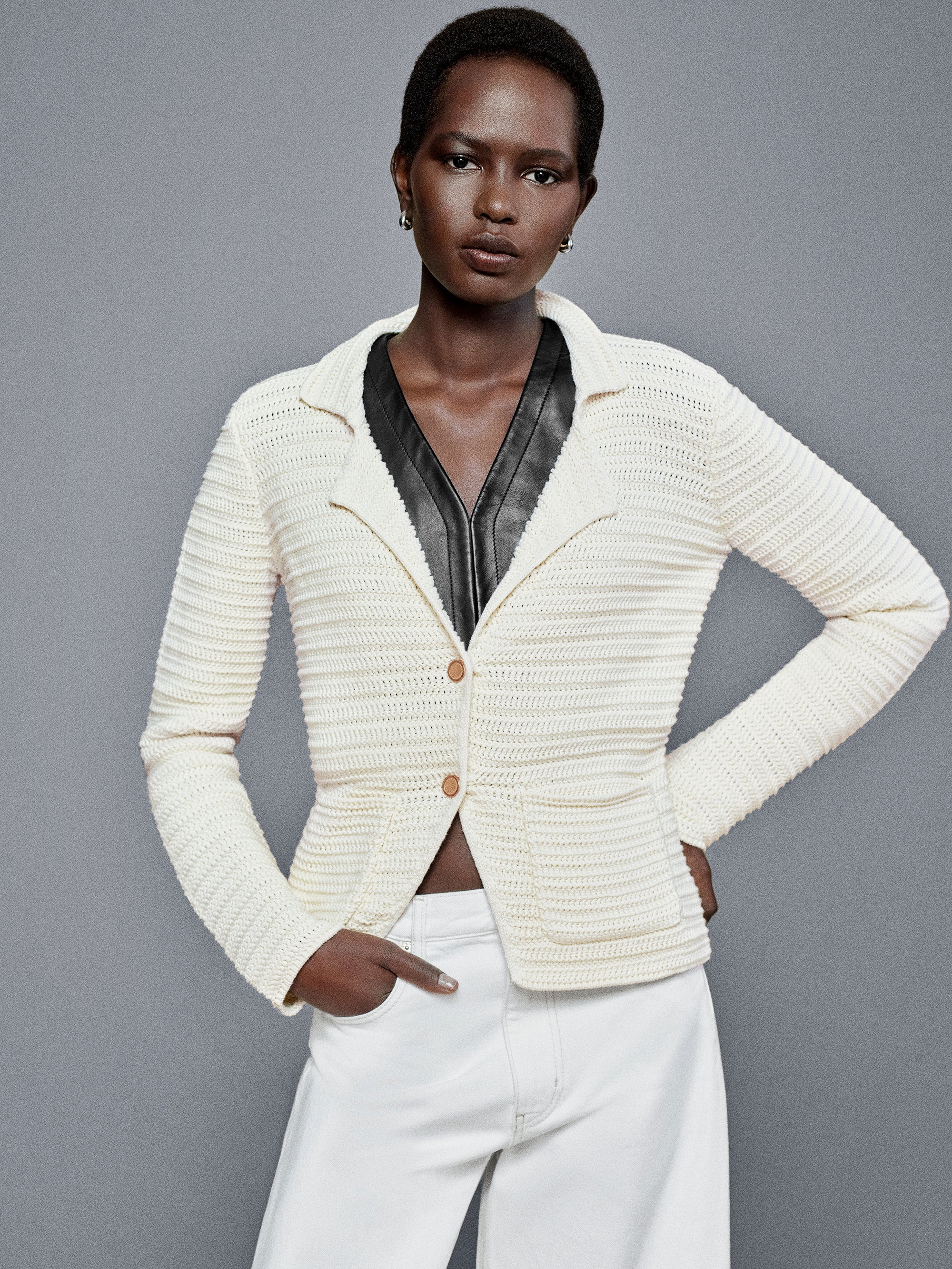 The Crochet Blazer in Cream - 2