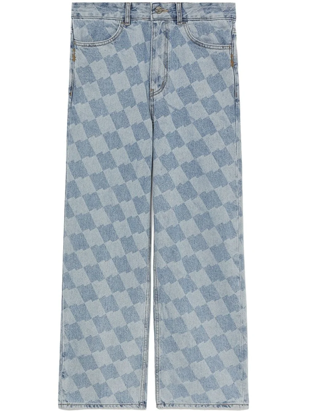 checkerboard-print straight-leg jeans - 1