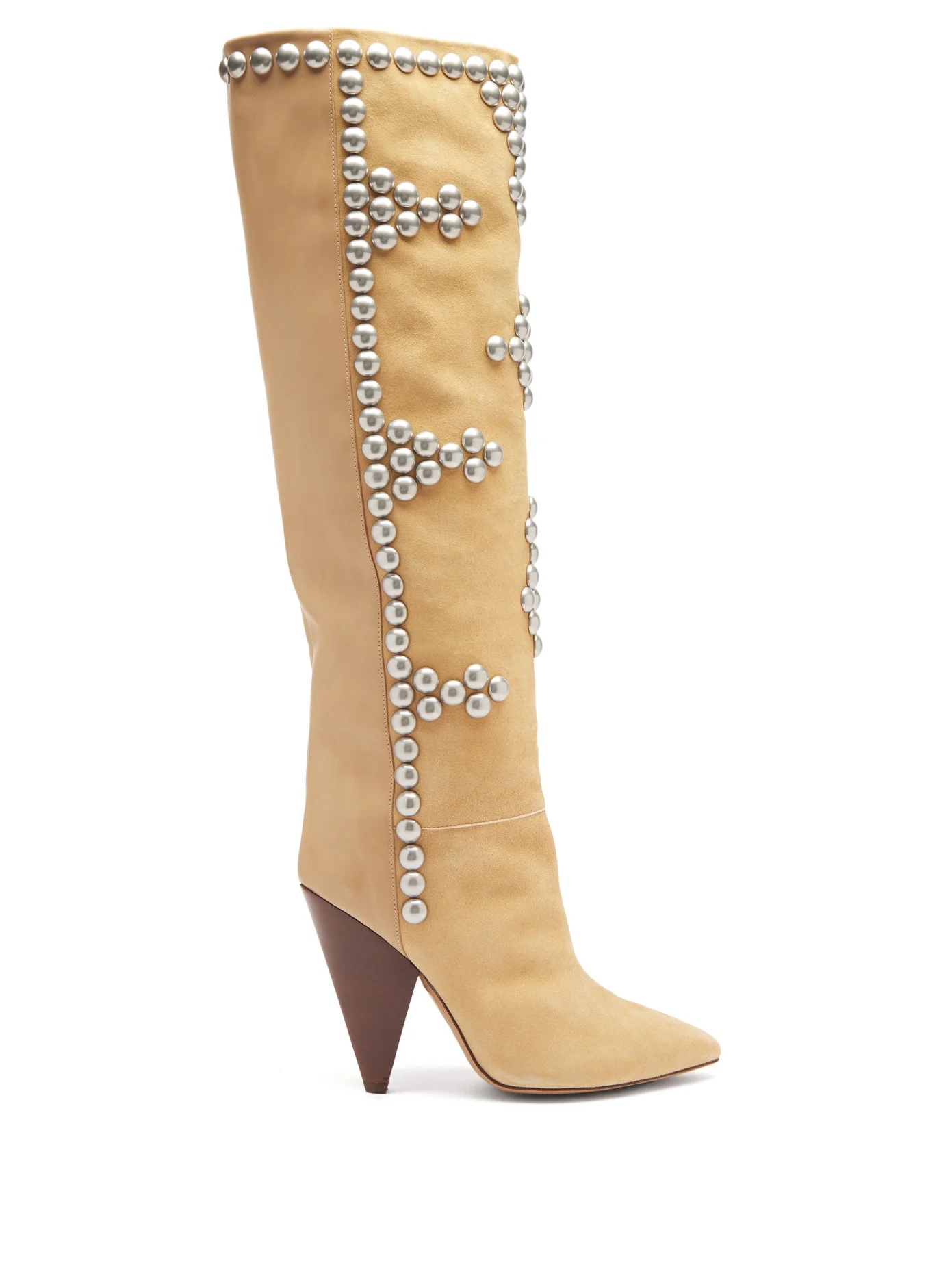 Lyork studded suede and leather knee-high boots - 1