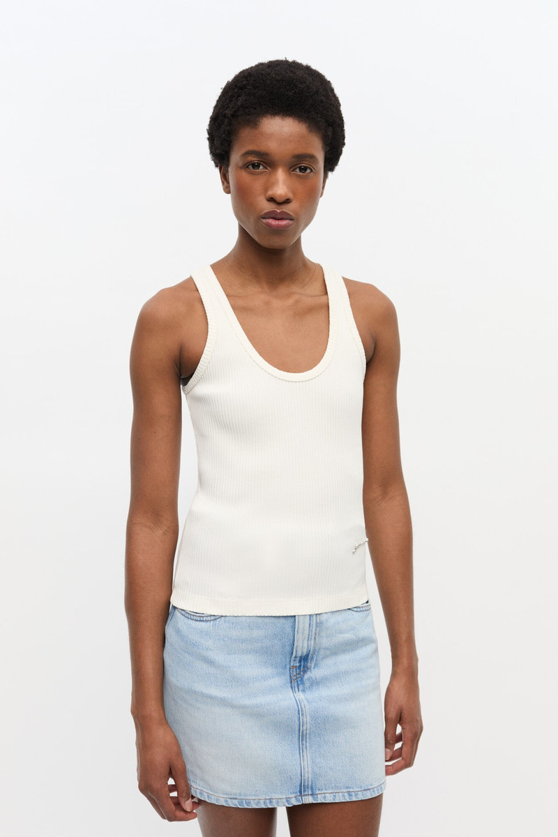 GANNI OFF-WHITE RIBBED TANK TOP outlook