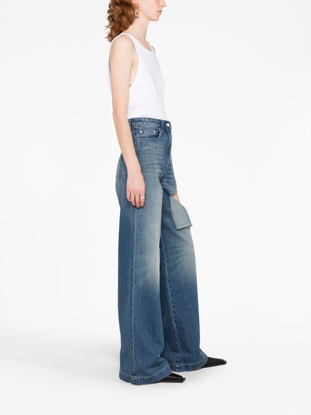 ripped wide-leg jeans - 6