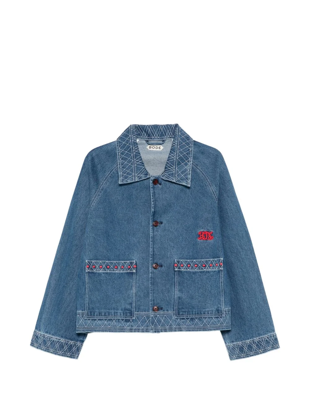 embroidered denim jacket - 1