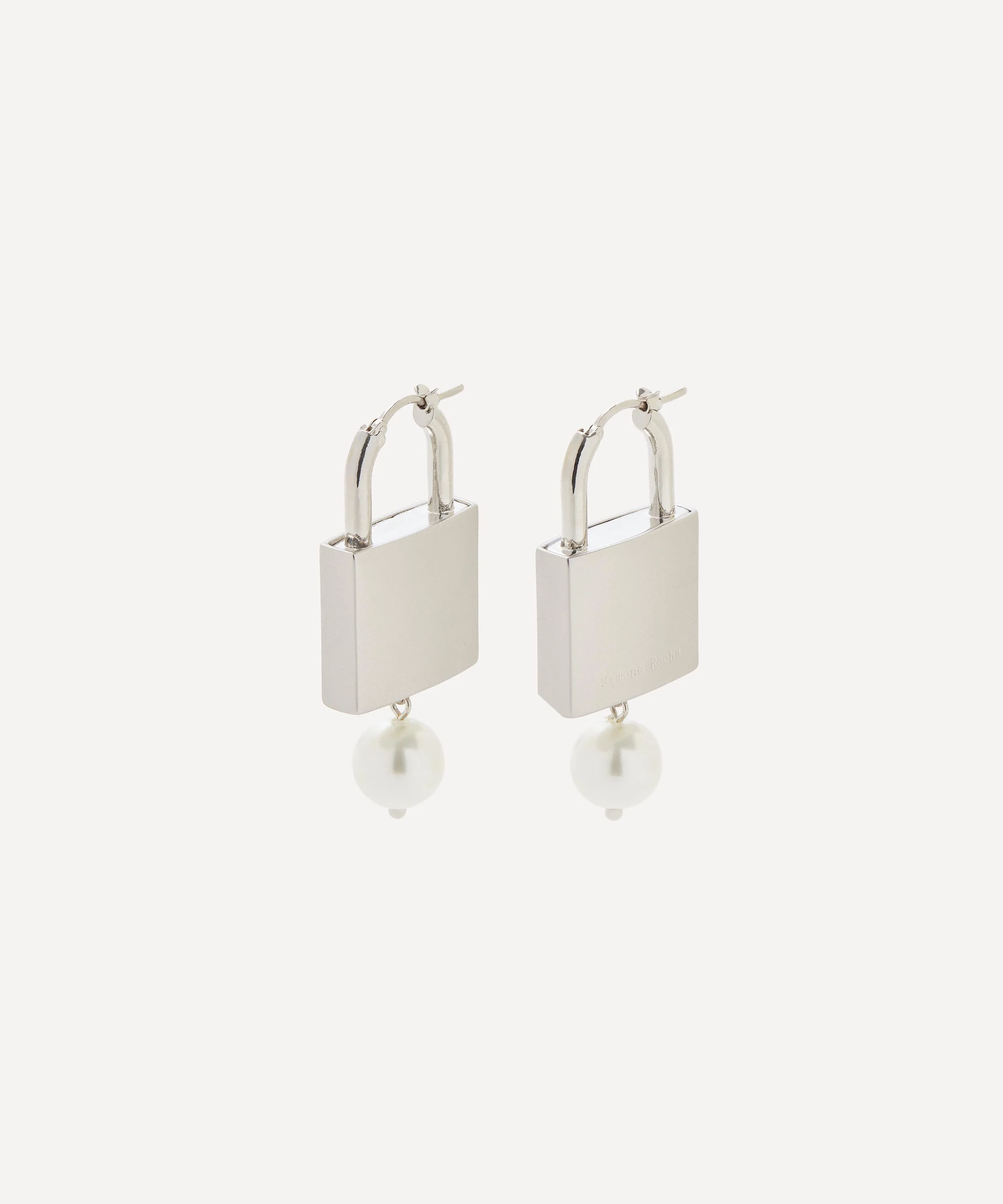 Padlock Pearl Drop Earrings - 1