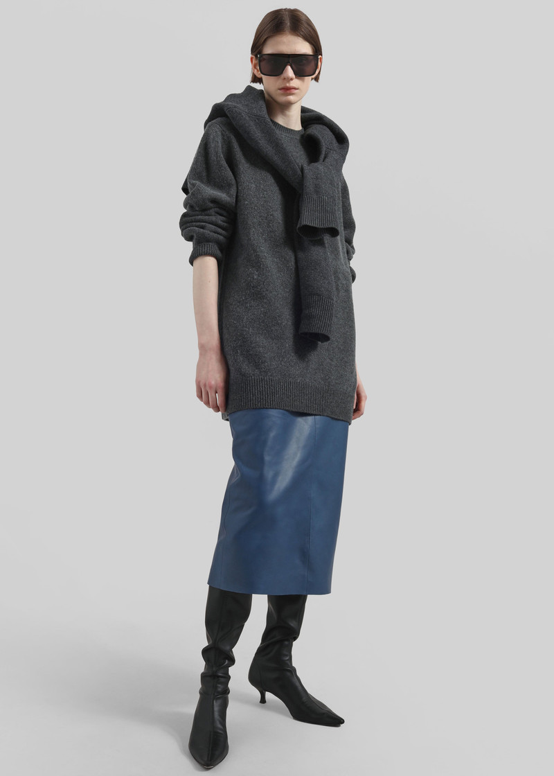 Taney Leather Midi Skirt - Cobalt 1