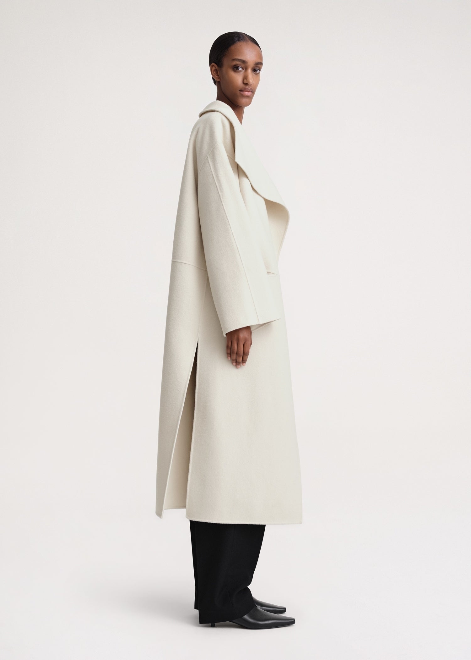 Signature wool cashmere coat macadamia - 3
