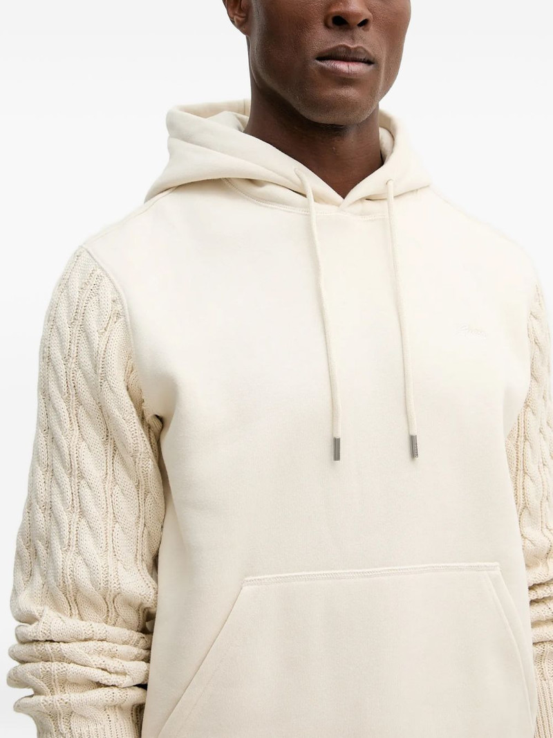 cable-knit logo-detail hoodie 4