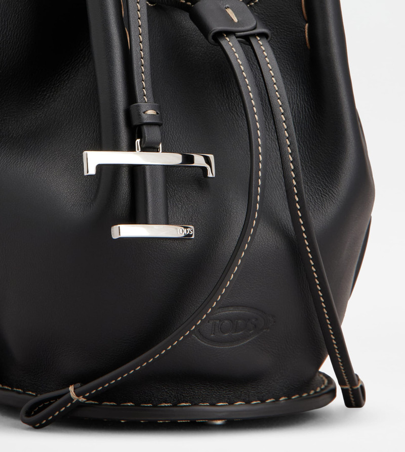 BUCKET BAG IN LEATHER MINI - BLACK 5