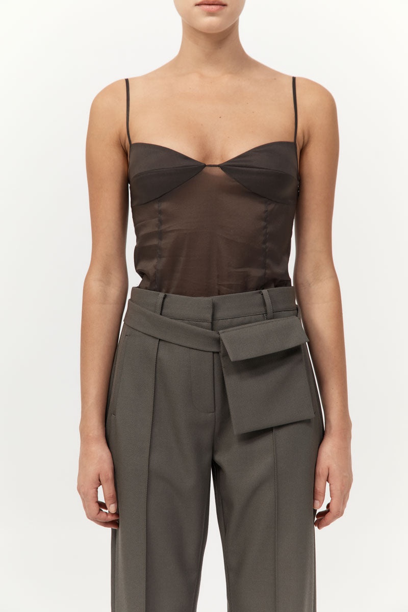 Transparent Silk Cami - Black Olive - 5