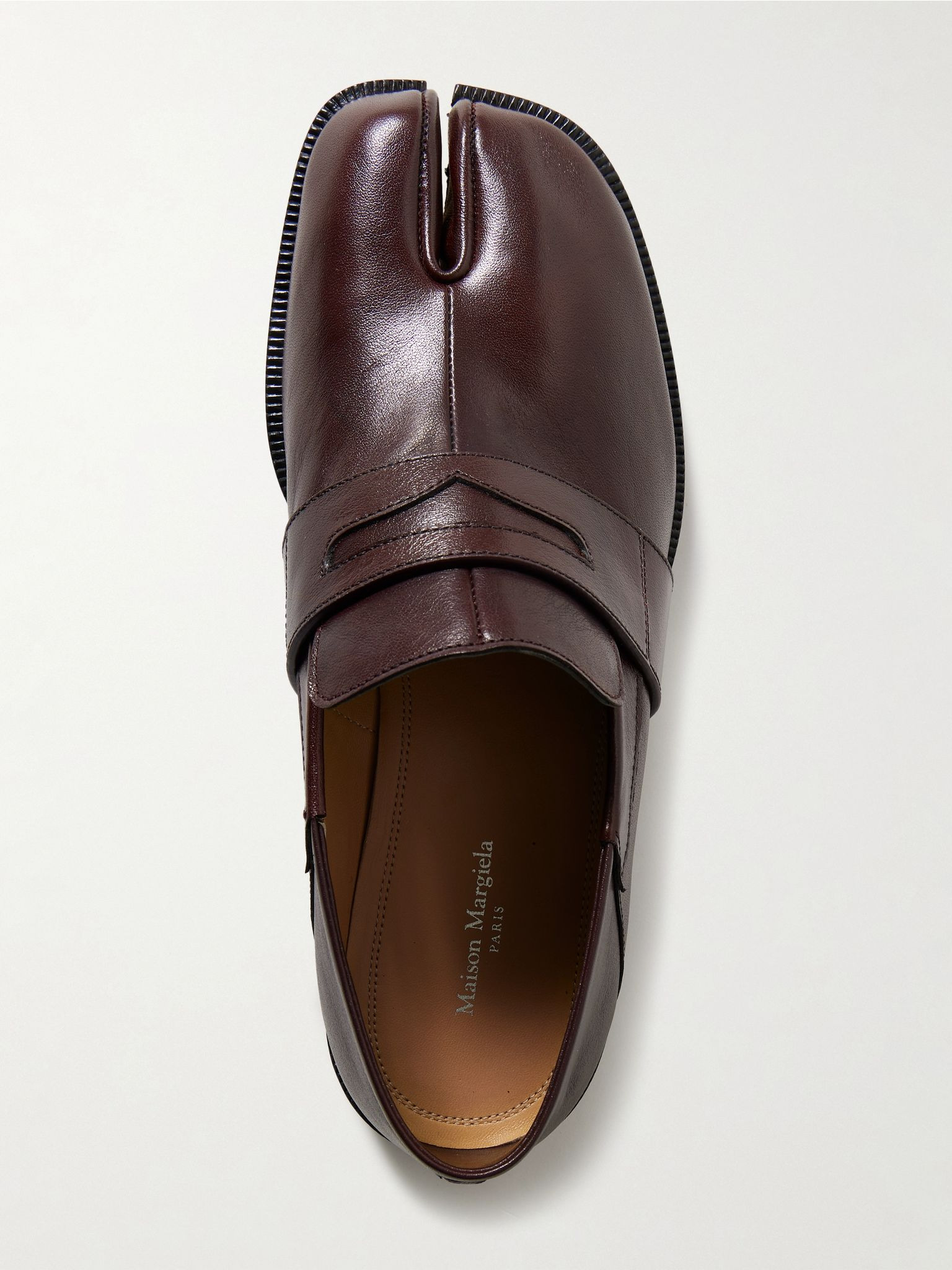 Tabi split-toe collapsible-heel leather loafers Burgundy - 5