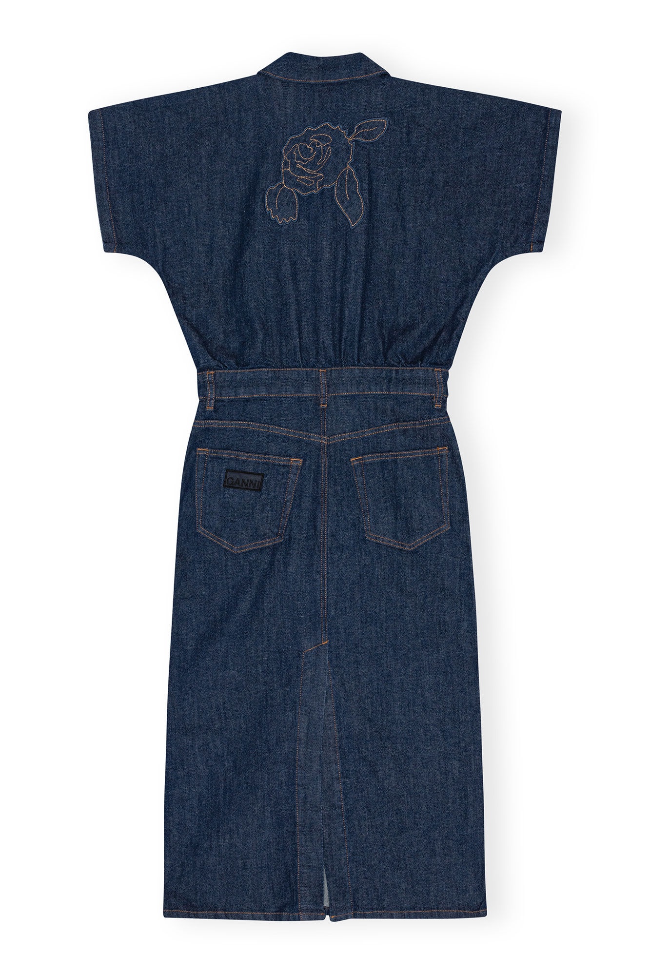 DENIM ROSE MIDI DRESS - 5